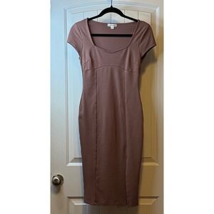 Derek Heart Women's M Brown Cap Sleeve Sweetheart Neckline Midi Dress Trendy #